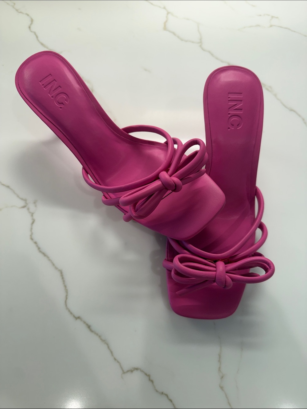 INC International Concepts Bright Fuchsia Knot-Detail Slide Mules